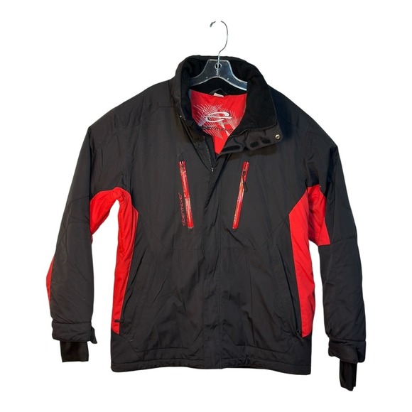Obermeyer Teton Jacket Black Red Full Zip Winter Ski Snowboard Winter Coat M - Picture 1 of 6